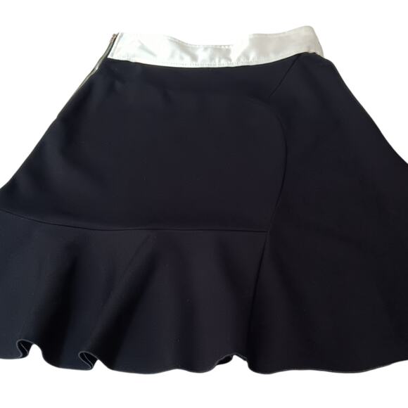 M MISSONI Flared Whimsigoth Skirt 6 Aline Fairy Cream Satin Waistband Black Knit - Picture 2 of 8